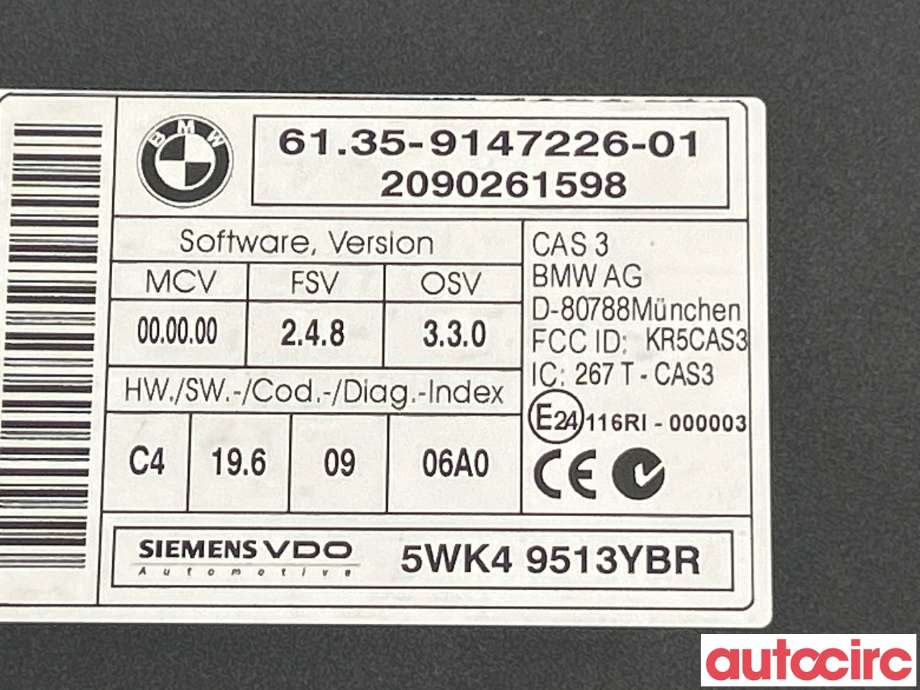 Styreenhet tenning til BMW 3-Serie 2005-2011 (E90/E91/E92/E93) (E90/E91/E92/E93) (BMW|61359395657|5WK49513YBR|6135-9147226)