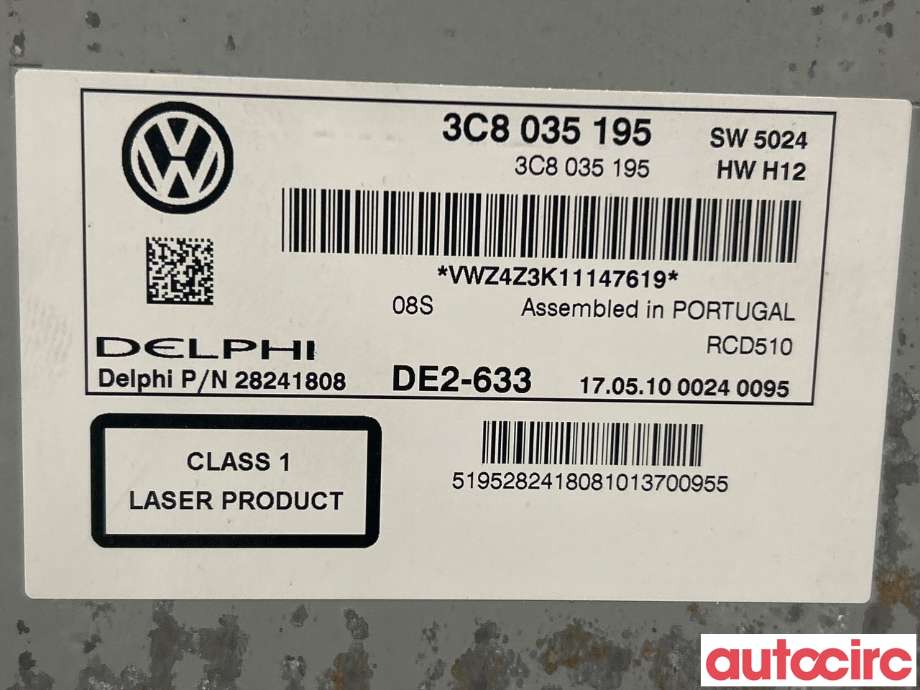 Bilstereo til VW Golf VI 2008-2012  (VOLKSWAGEN|3C8057195X|28241808|3C8035195)