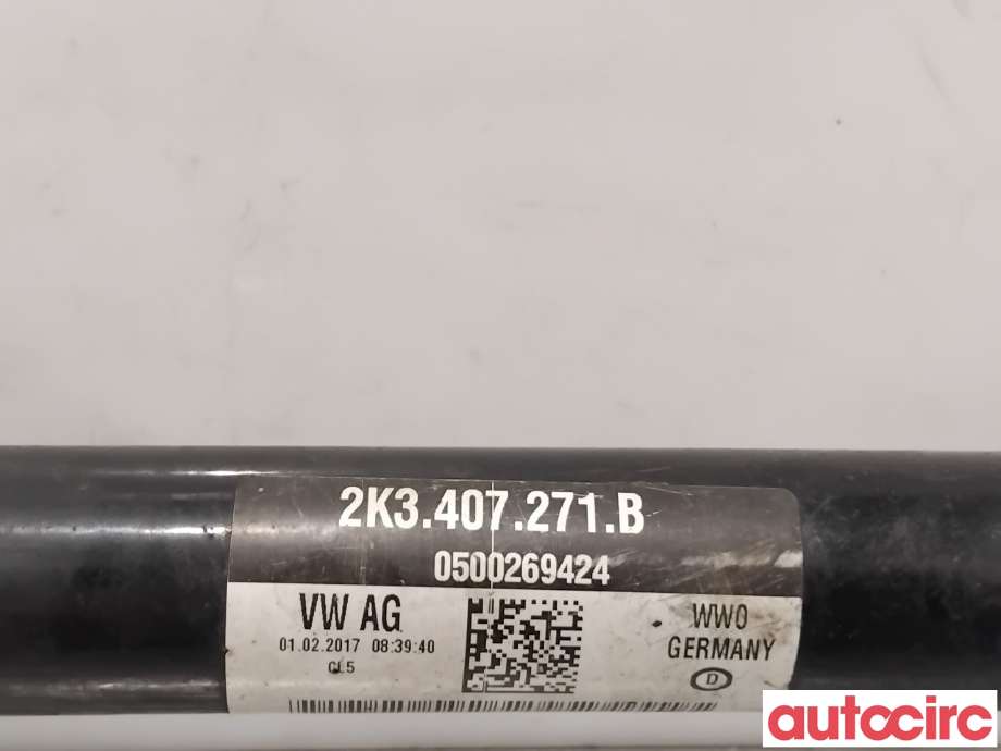 Drivaksel venstre foran til VW Caddy 2015-2020 (Type III, Fase 3)  (VOLKSWAGEN|2K3407271BX||2K3407271B)