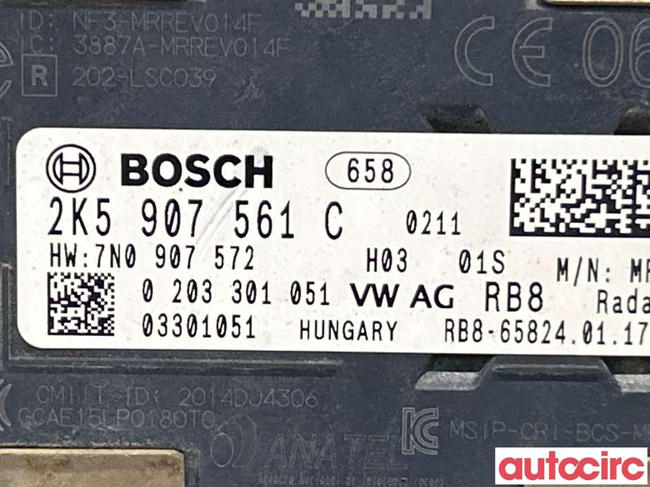 Sensor radar til VW Caddy 2015-2020 (Type III, Fase 3)  (VOLKSWAGEN|2K5907561C)
