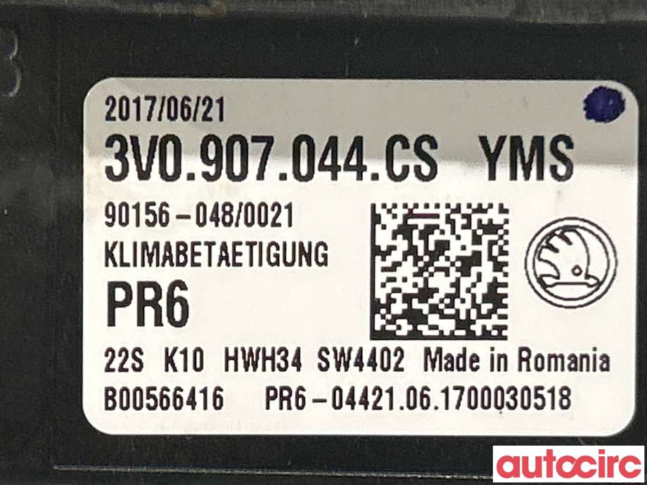 Varmeapparat betjening til Škoda Superb 2015-->> (Type III)  (SKODA|3V0907044CS)
