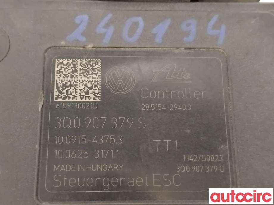 ABS sentral til VW Passat 2015-2019 (Fase 1) (B8) (B8) (VOLKSWAGEN|3Q0614517S|100915-43753)