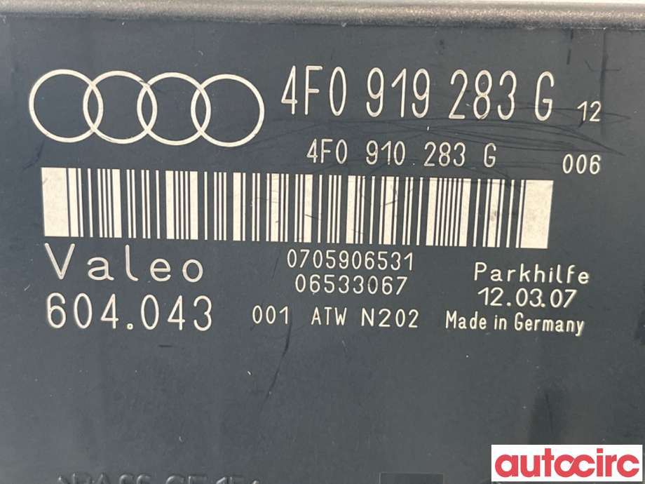 Styreenhet parkering til Audi A6 2005-2008 (Type III, Fase 1) (C6) (C6) (AUDI|4F0910283G|604043|4F0919283G)