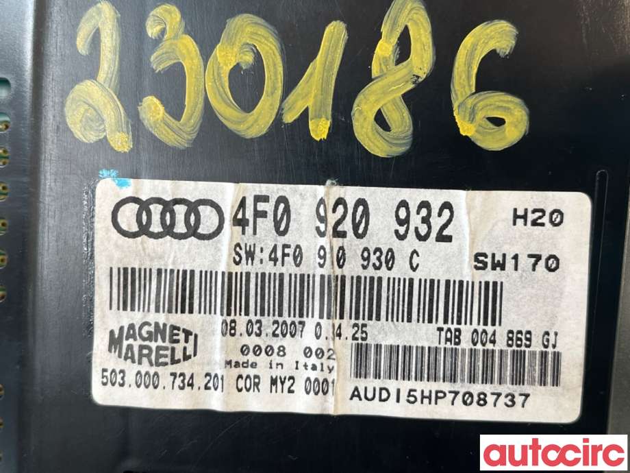 Instrumentpanel til Audi A6 2005-2008 (Type III, Fase 1) (C6) (C6) (AUDI|4F0920934G||4F0920934GX)