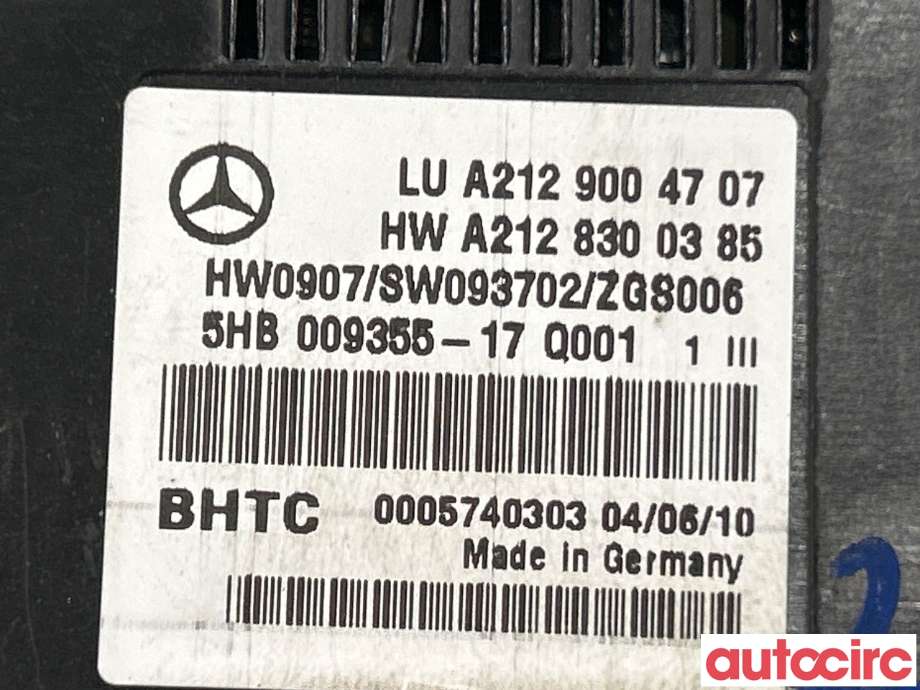 Varmeapparat betjening til Mercedes E-Klasse 2009-2013 (Fase 1) (W212) (W212) (MERCEDES|A2129004707)