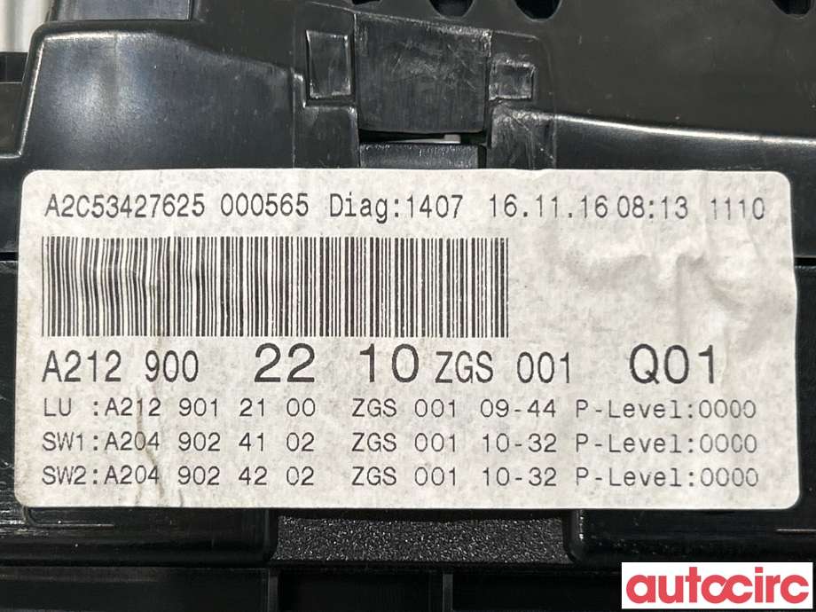Instrumentpanel til Mercedes E-Klasse 2009-2013 (Fase 1) (W212) (W212) (MERCEDES|A2129000508)
