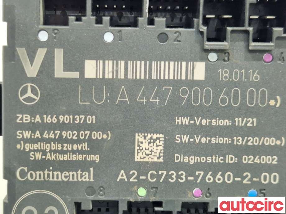 Styreenhet dør venstre foran til Mercedes Vito 2014-->> (W447) (W447) (MERCEDES|A4479007706||A4479006000)