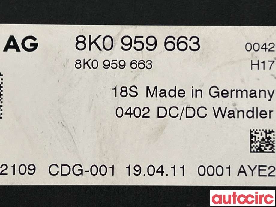 Styreenhet diverse til Audi Q5 2008-2012 (Type I, Fase 1)  (AUDI|8K0959663||8K0959663D)