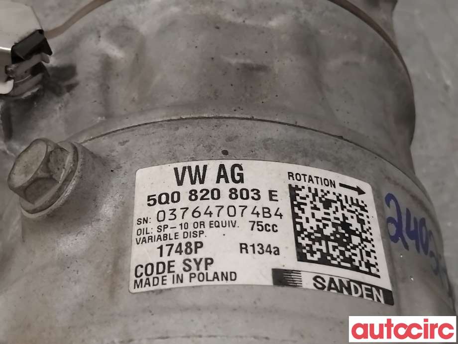 Aircondition kompressor til Škoda Octavia 2013-2016 (Type III, Fase 1)  (SKODA|5Q0820803E|1748|5Q0820803K)