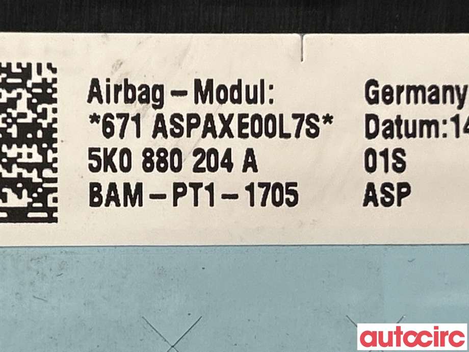 Airbag passasjer til VW Tiguan 2007-2011 (Type I, Fase 1)  (VOLKSWAGEN|5K0880204A)