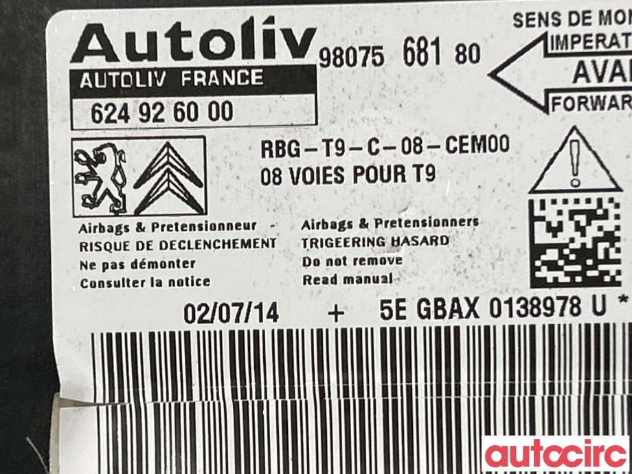 Airbag elektronikk til Peugeot 308 2013-2021 (Type II)  (PEUGEOT|9807568180)