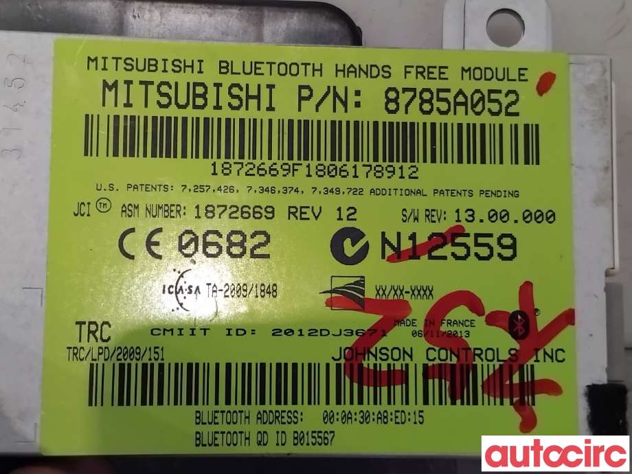 Dashbord telefon til Citroën C4, Aircross 2012-2017  (CITROEN|1611329880|8785A052|1649788580)