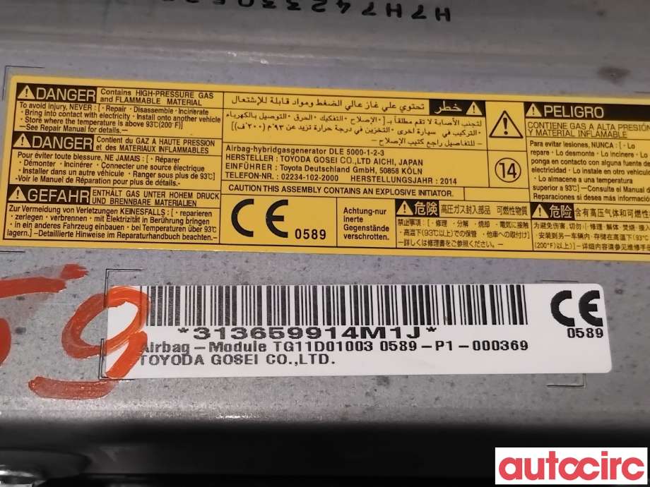 Airbag kne til Toyota RAV4 2013-2015 (Type IV, Fase 1)  (TOYOTA|7390042031C0|)