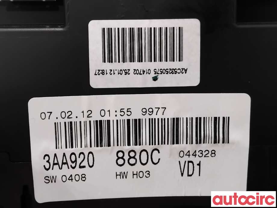 Instrumentpanel til VW Passat 2011-2015 (B7) (B7) (VOLKSWAGEN|3AA920880CX|A2C53250575|3AA920880C)