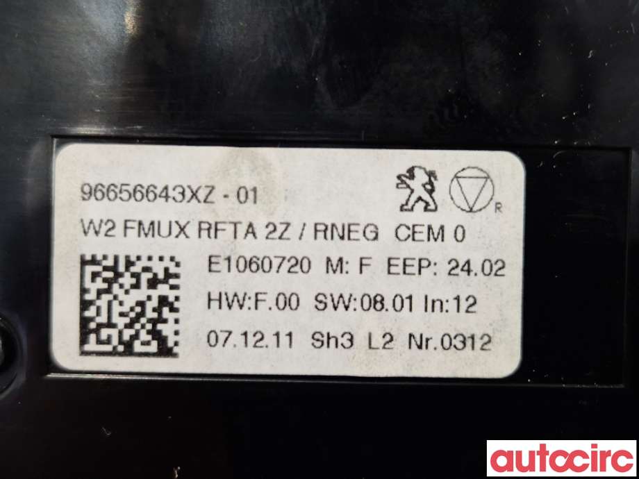 Varmeapparat betjening til Peugeot 508 2011-2014 (Type I, Fase 1)  (PEUGEOT|98023793XZ|6155JY)