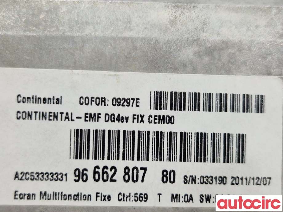 Multimedia display (MCU - Media Controller Unit) til Peugeot 508 2011-2014 (Type I, Fase 1)  (PEUGEOT|6155JQ|)