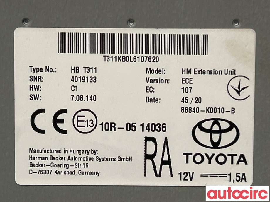 Styreenhet diverse til Toyota RAV4 2019-->> (Type V)  (TOYOTA|86840K0010|)