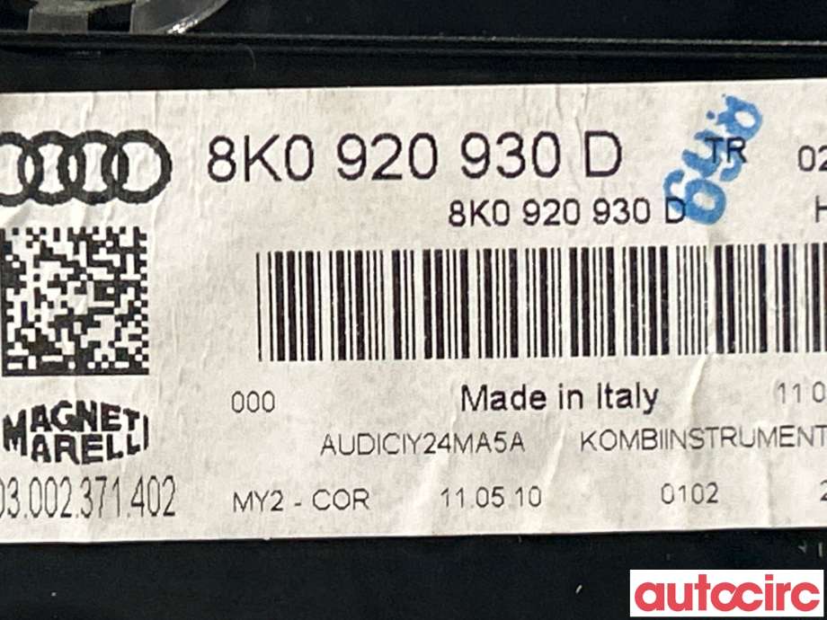 Instrumentpanel til Audi A4 2007-2014 (Type IV) (B8) (B8) (AUDI|8K0920930D)
