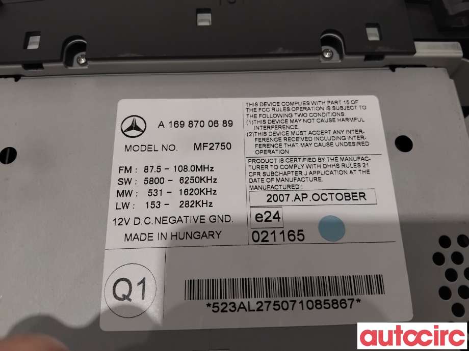 Bilstereo til Mercedes Vito/Viano 2004-2010 (Fase 1) (W639) (W639) (MERCEDES|A1698700689|MF2750)