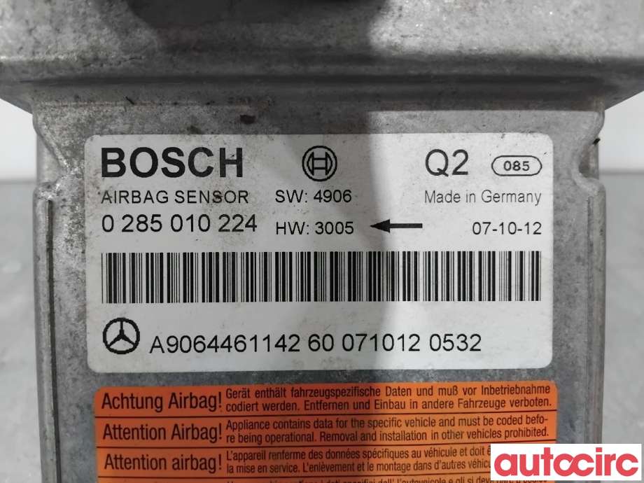 Airbag elektronikk til Mercedes Vito/Viano 2004-2010 (Fase 1) (W639) (W639) (MERCEDES|A9069005701|0285010224|A9064461142)