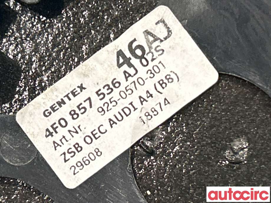 Speilglass høyre til Audi A6 2008-2011 (Type III, Fase 2) (C6) (C6) (AUDI|4F0857536AJ)