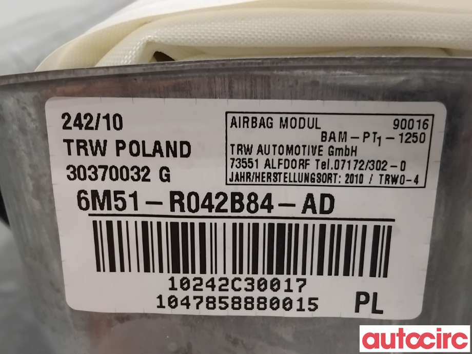 Airbag passasjer til Ford Kuga 2008-2012 (Type I)  (FORD|1595017|30370032|6M51-R042B84-AD)