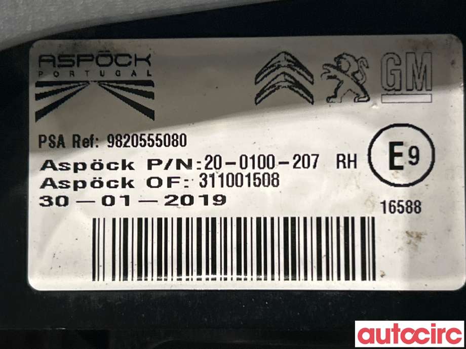 Baklykt høyre til Opel Combo E 2019-->>  (OPEL|9820555080)