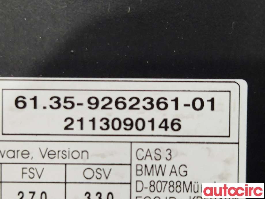 Styreenhet diverse til BMW 3-Serie 2005-2011 (E90/E91/E92/E93) (E90/E91/E92/E93) (BMW|61359395657|5WK49515HBR|6135-9262361)