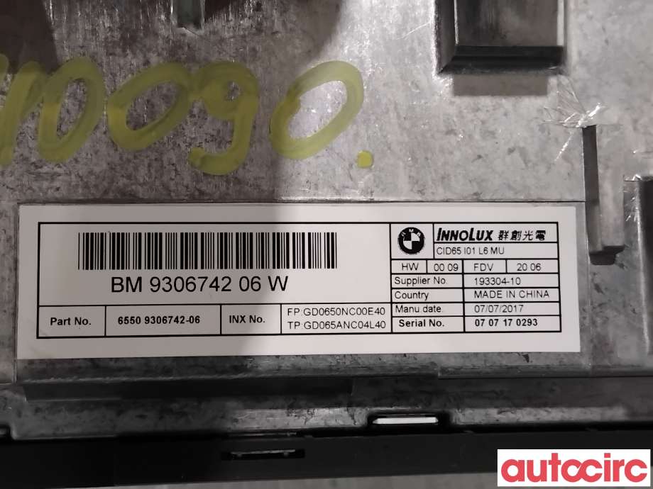 Instrument kjørecomputer til BMW i3 2013-2022  (BMW|65509306742|CID65|9306742)