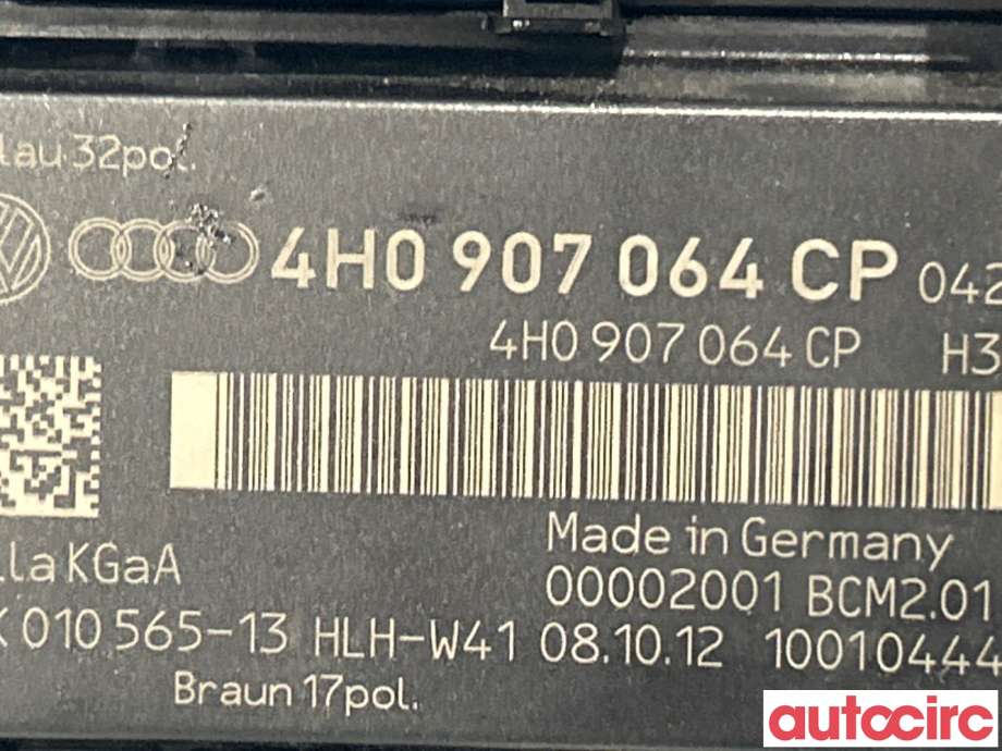 Styreenhet comfort (BCM) til Audi A6, Allroad 2012-2014 (Type III, Fase 1) (C7) (C7) (AUDI|4H0907064EB)
