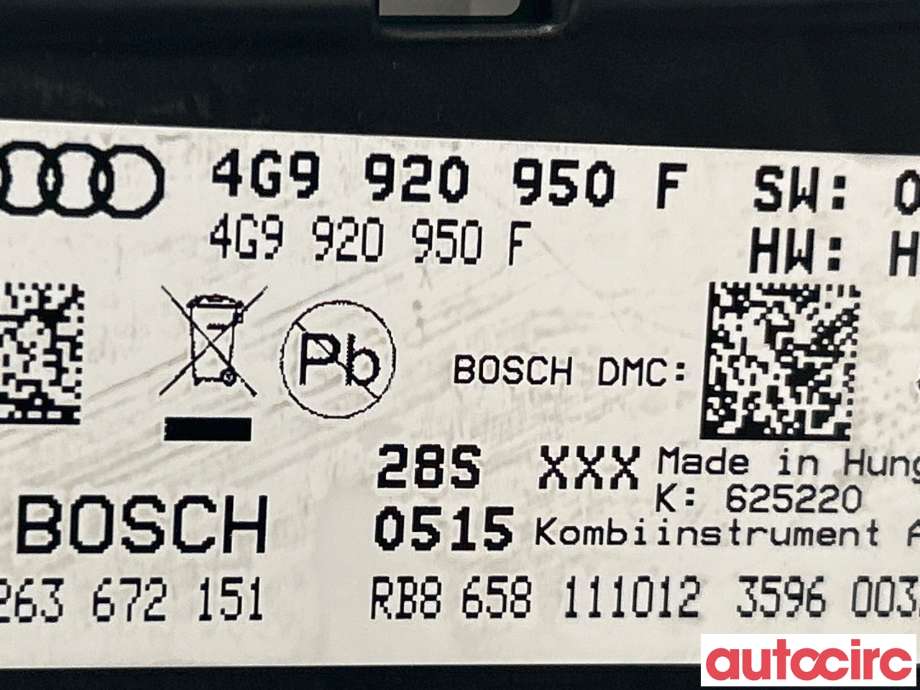 Instrumentpanel til Audi A6, Allroad 2012-2014 (Type III, Fase 1) (C7) (C7) (AUDI|4G9920950F)