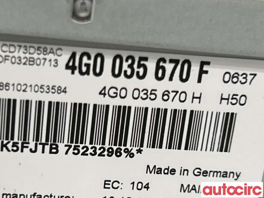 Bilstereo til Audi A6, Allroad 2012-2014 (Type III, Fase 1) (C7) (C7) (AUDI|4G0035670F)