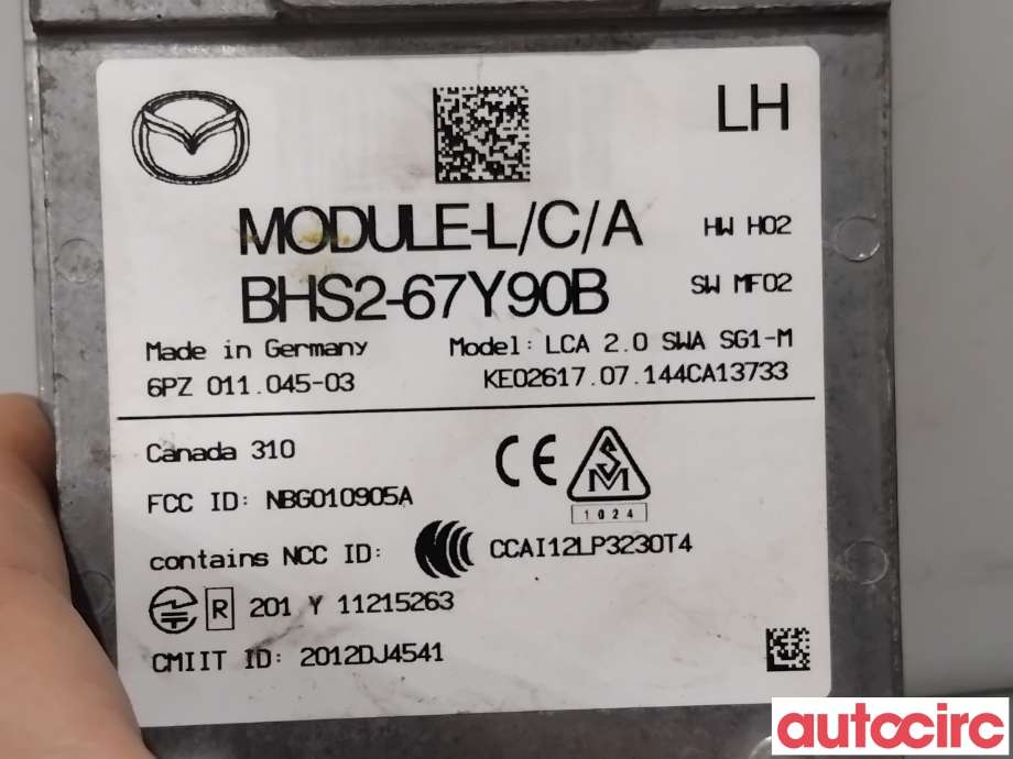 Sensor radar til Mazda 3 2013-2016 (Type III, Fase 1)  (MAZDA|BHS2-67-Y90F|6PZ011045-03|BHS2-67Y90B)