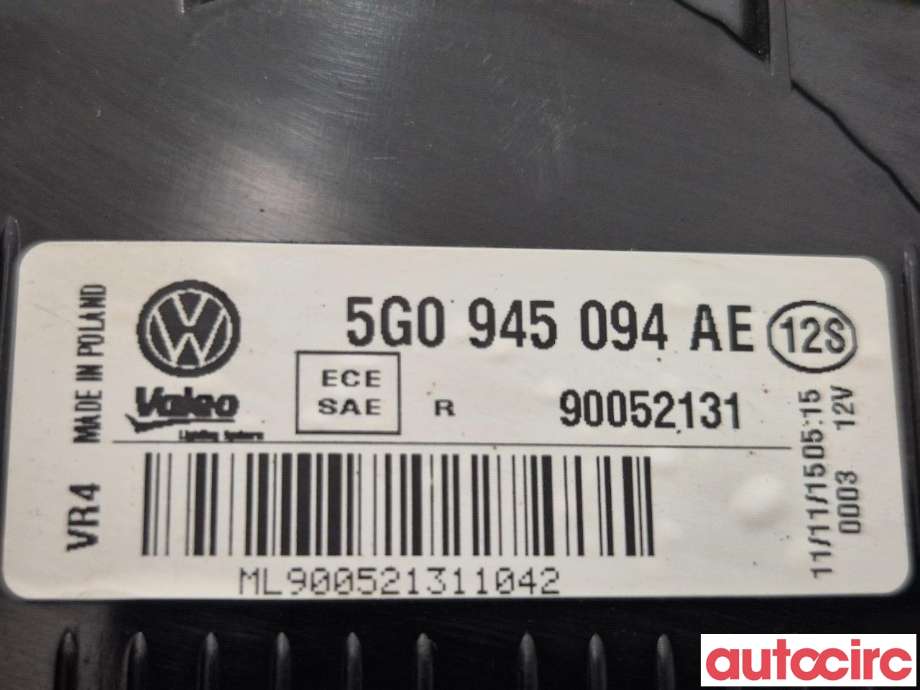 Baklykt høyre indre til VW Golf VII 2012-2017 (Fase 1)  (VOLKSWAGEN|5G0945094AE)
