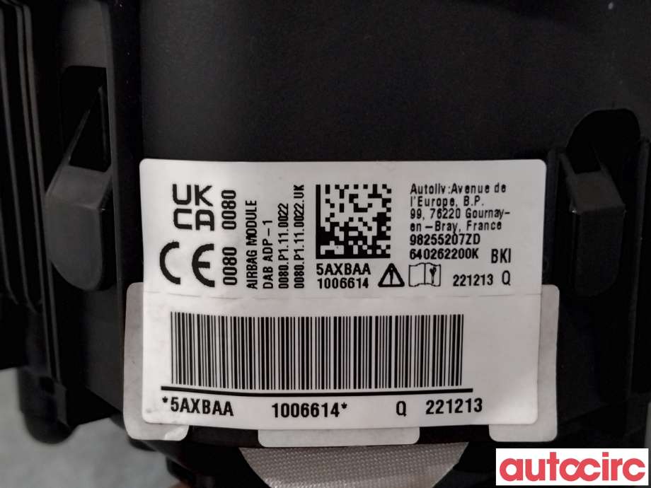 Airbag rattpute til Peugeot 2008 2019-->> (Type II)  (PEUGEOT|98255207ZD|640262200K)