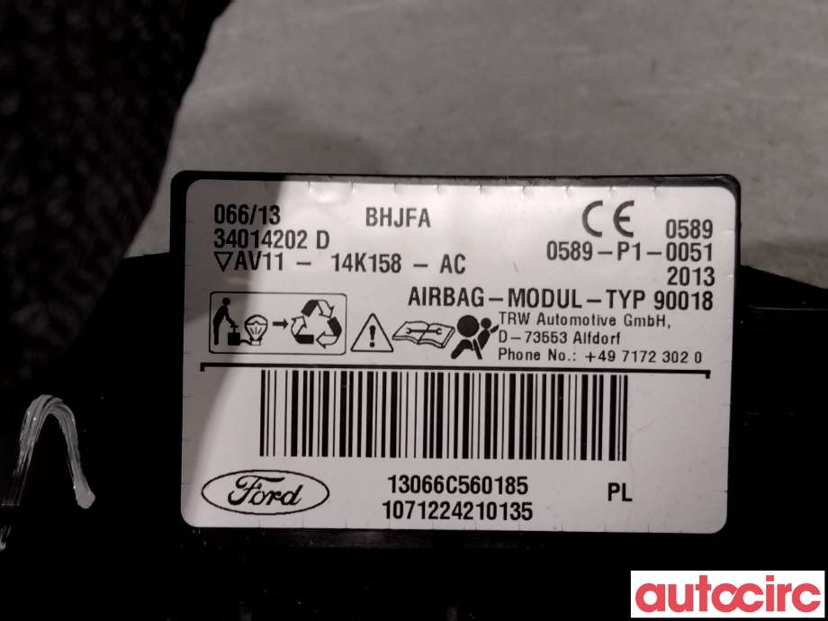 Airbag gardin venstre til Ford B-Max 2012-2017  (FORD|1932000||AV11-14K158-AC)