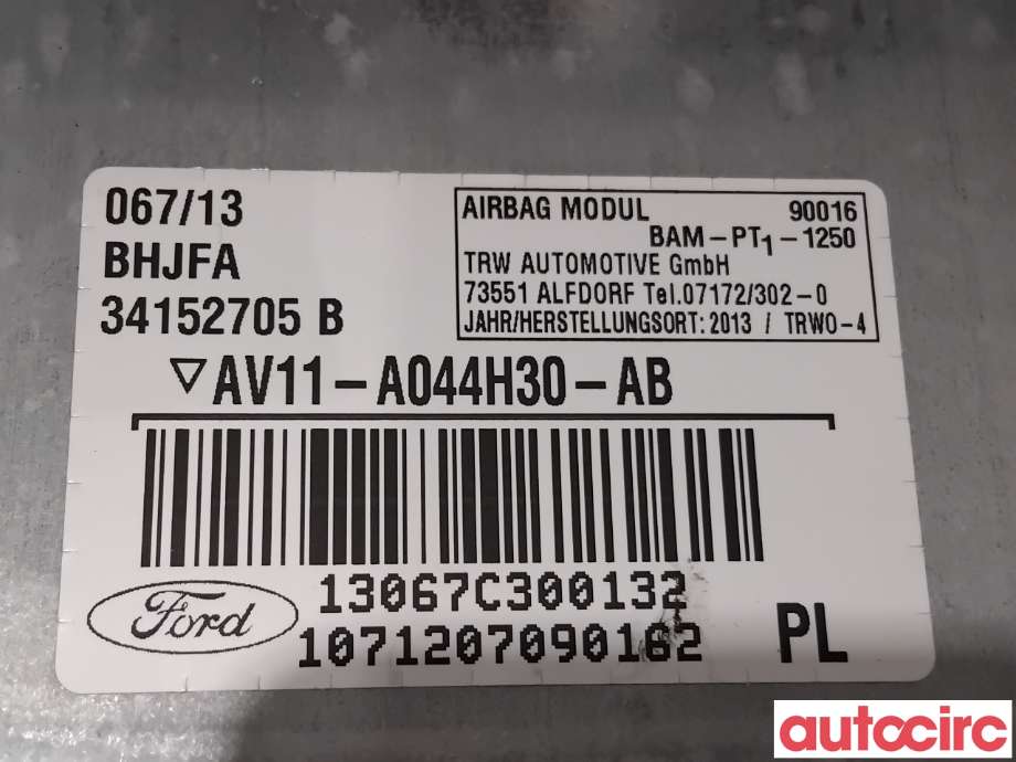 Airbag passasjer til Ford B-Max 2012-2017  (FORD|1780337|34152705B|AV11-A044H30-AB)