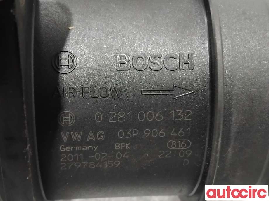 Luftmengde/luftmassemåler til VW Polo 2009-2014 (Type V, Fase 1)  (VOLKSWAGEN|03P906461|0281006132)
