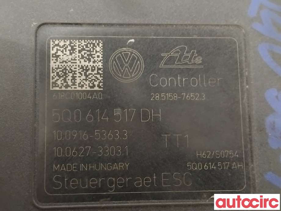 ABS sentral til VW Passat 2015-2019 (Fase 1) (B8) (B8) (VOLKSWAGEN|5Q0614517DH|100916-53633|5Q0614517FM)
