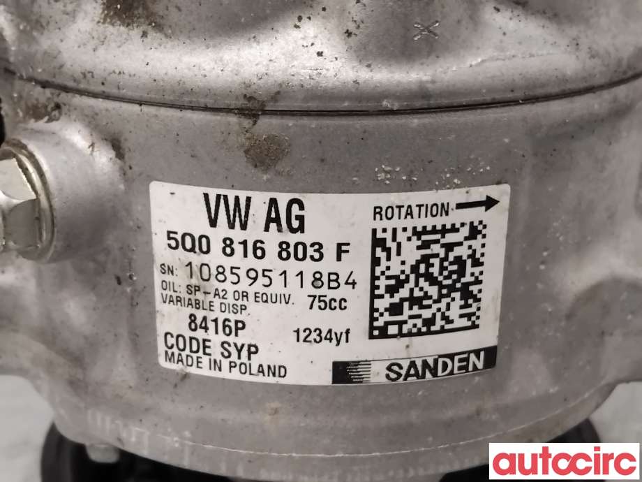 Aircondition kompressor til VW Passat 2015-2019 (Fase 1) (B8) (B8) (VOLKSWAGEN|5Q0816803H|8416|5Q0816803F)