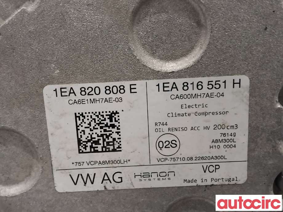 Aircondition kompressor til Škoda Enyaq 2021-->>  (SKODA|1EA820808E|1EA816551H|1EA820808H)