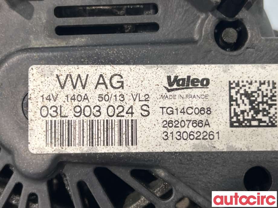 Dynamo til VW Amarok 2010-2016 (Type I, Fase 1) (VOLKSWAGEN|03L903024SX|TG14C068|03L903024S)