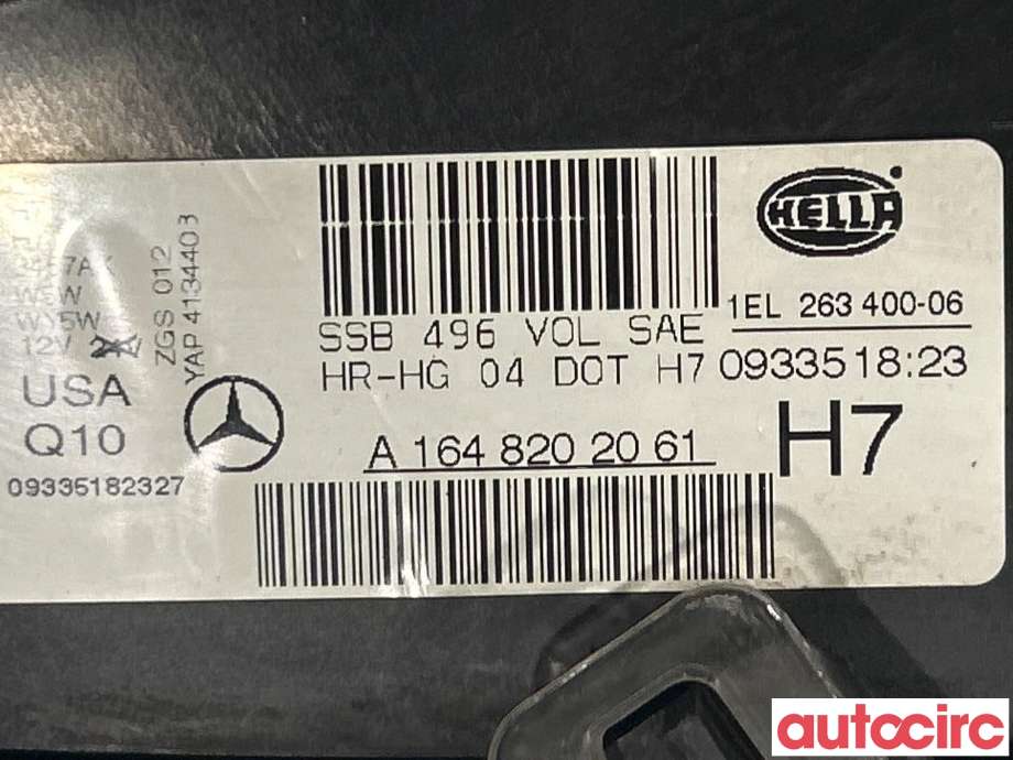 Frontlykt høyre halogen til Mercedes GLK 2008-2015 (X204) (X204) (MERCEDES|A1648202061)