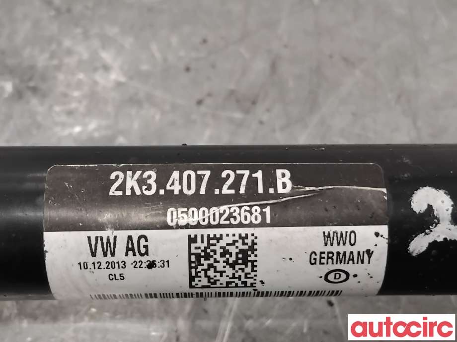 Drivaksel venstre foran til VW Caddy 2010-2015 (Type III, Fase 2)  (VOLKSWAGEN|2K3407271BX||2K3407271B)
