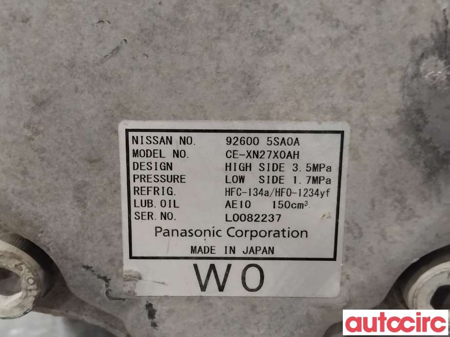 Aircondition kompressor til Nissan Leaf 2018-->> (Type II)  (NISSAN|926005SA0A|CE-XN27X0AH|926005SA0B)