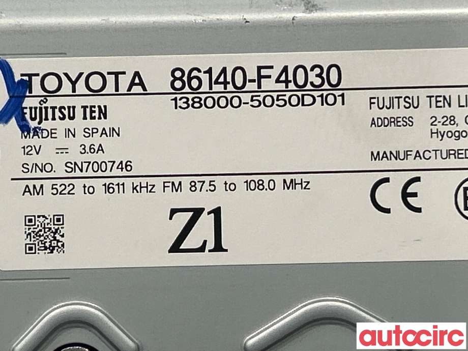 Instrument diverse til Toyota C-HR 2016-->>  (TOYOTA|86140F4030)