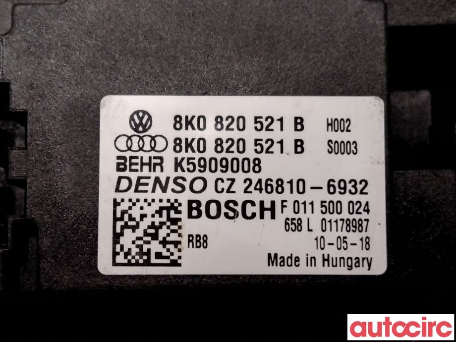 Varmeapparat motstand til Audi A4 2007-2014 (Type IV) (B8) (B8) (AUDI|8K0820521B|F011500024)