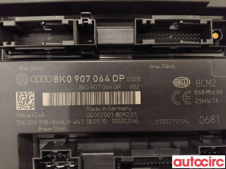 Styreenhet comfort (BCM) til Audi A4 2007-2014 (Type IV) (B8) (B8) (AUDI|8K0907064CQ|5DK009918-84|8K0907064DP)