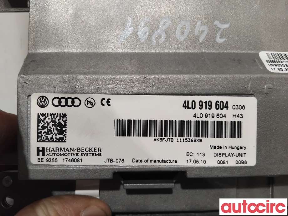 Instrument kjørecomputer til Audi A4 2007-2014 (Type IV) (B8) (B8) (AUDI|8T0919604|BE9355|8T0919604B)