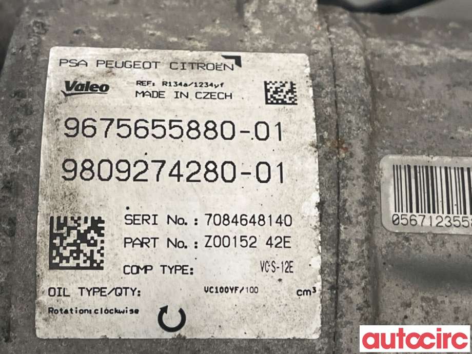 Aircondition kompressor til Peugeot 308 2013-2021 (Type II)  (PEUGEOT|9809274280|Z0015242E|9815198580)
